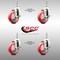 Service Caster 4 Inch 316SS Red Polyurethane Swivel 3/8 Inch Threaded Stem Caster Set Brake SS316TS20S414-PPUB-RED-TLB-381615-4 - alternate 2